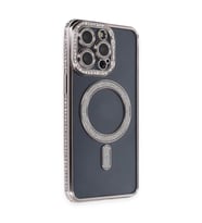 Apple İphone 14 Pro Kılıf Joke Simli Magneticsafe Kılıf - Gri