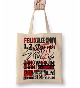 Stray Kids Font Collage Bez Çanta Uzun Saplı