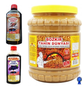 Bozkır Çifte Kavrulmuş Tahin (kepeksiz) 1900gr - Üzüm Pekmezi ve Keçiboynuz (harnup) pekmezi 950 gr