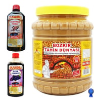 Bozkır Çifte Kavrulmuş Tahin (kepeksiz) 1900gr - Üzüm Pekmezi ve Keçiboynuz (harnup) pekmezi 950 gr