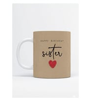 Happybirthday Doğum Günü Tasarımlı Kız Kardeş Temalı Hediyelik Porselen Kupa Bardak (Beyaz)