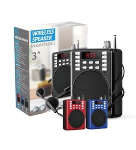 Subzero KTX 1601 Mikrofonlu Rehber Öğretmen Amfisi USB/TF/AUX FM Destekli Hoparlör (Kırmızı)