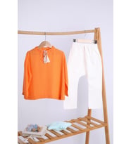 Babyhola Pamuk Bluz Kot Pantolon Kız Erkek Çocuk Salaş Takım Beyaz 1629