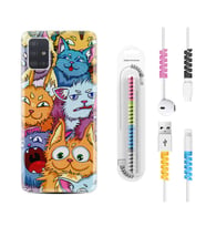 Samsung a71 A72 A73 A7 A9 2018 C7 C9 Kılıf Kablo Koruma Spiral Silikon Kediler 1723