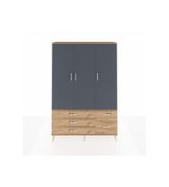 Arges Dolap 5 Raflı 5 Çekmeceli Tek Askılı 132x30x195 Çam-Antrasit/Çam