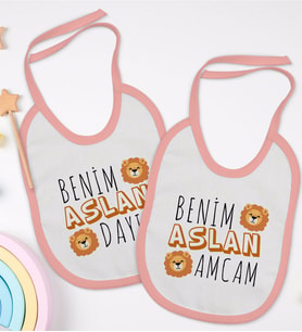 BK Kids Dayı ve Amca Tasarımlı 2’li Pembe Mama Önlüğü-1