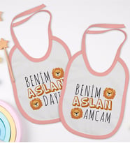 BK Kids Dayı ve Amca Tasarımlı 2’li Pembe Mama Önlüğü-1
