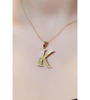 K HARFİ TAŞLI KOLYE UCU 14 AYAR A064976