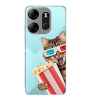 PrintiFy Tecno Spark Go 2023 ile Uyumlu Kedi 1 Kamera Korumalı Şeffaf Kılıf