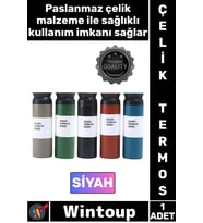 #Termos Paslanmaz Sızdırmaz Vakumlu Isı Koruyucu Hediyelik Kamp Piknik Siyah Şık Çelik Termos 500 ML