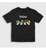 Presmono Unisex Çocuk Siyah Pokemon Pikachu Bulbasaur Charmander Squirtle The Starters T-Shirt 449721tt