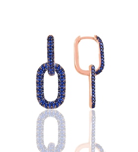 Gümüş rose safir taşlı sallantılı trend küpe SGTL12113LACIVERT