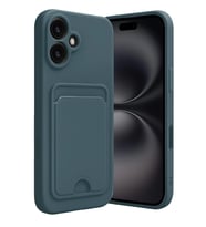 iPhone 16 Kılıf Kelvin Kartvizitli Silikon - Koyu Yeşil