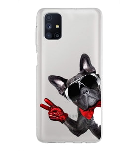 PrintiFy Samsung Galaxy M51 ile Uyumlu 1mm Slim Fit Köpek 2 050e Baskılı Şeffaf  Kılıf