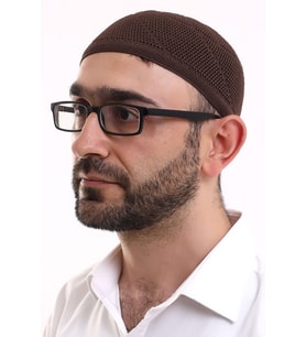 Baba Günü Hediyesi - Dantel Pamuklu Triko Makine Örme Takke Kahve