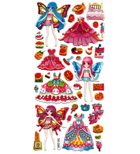 Sticker Kabartmalı Stiker Defter, Planlayıcı Etiket (sk099) 9x18 cm- Peri Kız Giydirme