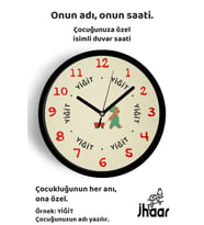 İsme Özel Ayı İle Ördek Arkadaşlığı Çocuk Odası Duvar Saati Orta Boy 30 cm Siyah Camlı Sessiz