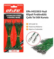 Effe HG2503-Yeşil Klipsli Fırdöndülü Çelik Tel 50li Kartela 25cm