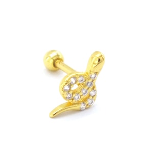 FerizZ Altın Kaplama Zirkon Taşlı Yılan Piercing PRC-154
