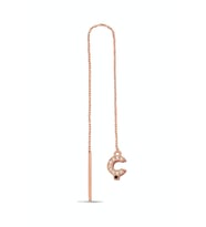 Ç Harfi 925 Ayar Gümüş Rose Tek Zincir Küpe - K099101