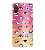 PrintiFy Xiaomi Mi 8 Pro ile Uyumlu 1mm Slim Fit Nazar Boncuğu 2 Baskılı Şeffaf  Kılıf