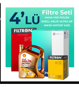 Filtron Ford Focus 1.0 Benzin Filtre Bakım Seti Shell Motor Yağlı (2019-2024) 4 Lü