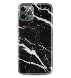 Apple iPhone 11 12 13 14 Pro Max Kılıf Desemli Silikon Siyah Şerit Mermer 1318