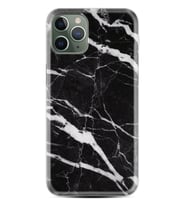 Apple iPhone 11 12 13 14 Pro Max Kılıf Desemli Silikon Siyah Şerit Mermer 1318