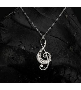 Gümüş Tasarım Piano Nota Kolye