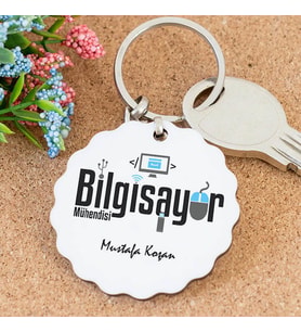 İsme Özel Bilgisayar Programcısı Papatya Anahtarlık