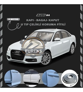 Audi A4 Oto Araç Kapı Koruma Fitili 5metre Parlak Gri Renk