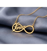 Kişiye Özel 925 Ayar Gümüş Forever Yazılı Sonsuzluk Model Kolye (Gold)