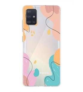 Samsung Galaxy A51 Uyumlu Kapak Karışık Renkler Tasarımlı Şeffaf Silikon Kılıf