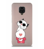 Xiaomi Redmi Note 9S Soft Premier Kapak Coolcat Tasarımlı Silikon Kılıf - Pudra (Şeffaf)