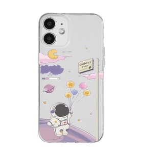 Iphone 12 Uyumlu Astronot Tasarımlı Şeffaf Telefon Kılıfı
