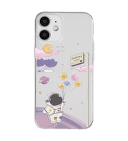 Iphone 12 Uyumlu Astronot Tasarımlı Şeffaf Telefon Kılıfı
