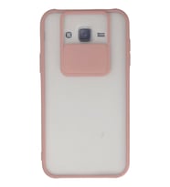 Newface Samsung Galaxy J7 Kılıf Palm Buzlu Kamera Sürgülü Silikon - Pembe