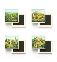 Malatya - Baskılı Buzdolap Magneti Kare - 9x9 cm - 4 Adet