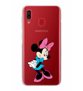 Samsung Galaxy A20  Kamera Korumalı  Kapak Minnie Mouse Tasarımlı  Şeffaf Kılıf