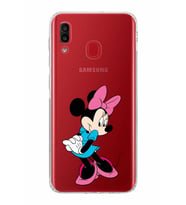 Samsung Galaxy A20  Kamera Korumalı  Kapak Minnie Mouse Tasarımlı  Şeffaf Kılıf