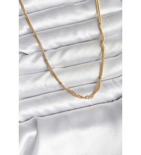 14K Gold Renk Kaplama Topçuk Zincirli Model CM Kadın Kolye - TJ-BKO10734