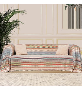 SoftMicro Missoni Zikzak Desenli 180x300 cm Koltuk Örtüsü Şalı, Kanepe Örtüsü, Tv Battaniyesi Çok Renkli