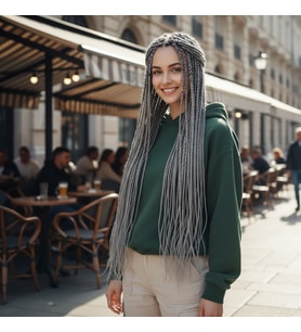 Afrika Örgüsü Ve Rasta İçin Sen / Orta Ton Gri