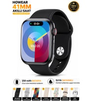 HW Mini 2 Akıllı Saat 41mm Siyah 7 Kordon Bluetooth Smart Watch iPhone Android Huawei Uyumlu 9-10-11 (Siyah)