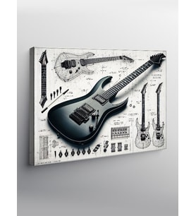 Kanvas Tablo Siyah Modern Gitar