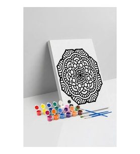 Kalın Çizgili Mandala Tuval Boyama Seti 40x50 cm