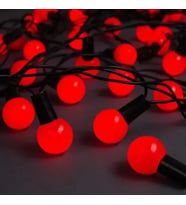 5M 28 Led Mini Top Işık Kırmızı - Fişli, Siyah Kablo
