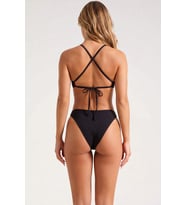 Kadın Bikini Takımı Bralette Yaka İnce Askılı Örme Kumaş Brazilian Kesim Süper Yüksek Bel Düz Desen