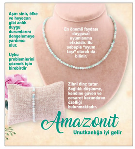Amazonit Taşı Doğal Taş Kolye-Bileklik Takımı-6MM Turkuaz TS004