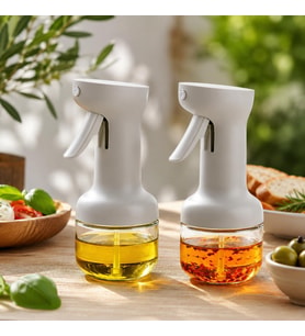 2’li 280 ml Cam Sprey Yağlık Seti, Tetikli Püskürtmeli Yağ ve Sirke Şişesi, Salata Mutfak ve Airfryer Kullanımına Uygun
